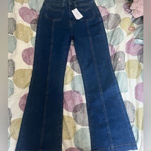 Dark blue flare pants, size S from Cider
